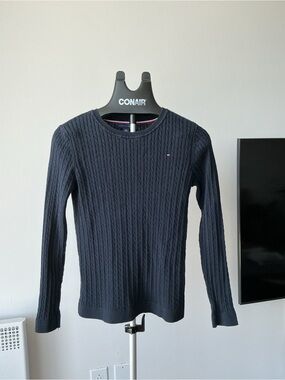 Tommy Hilfiger Navy Cable Crewneck Sweater Cotton